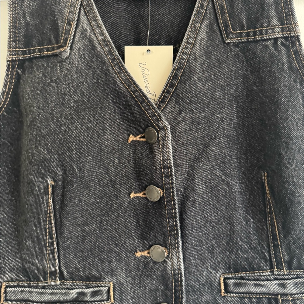 Universal Thread Black Denim Button Vest Size 4 N… - image 2